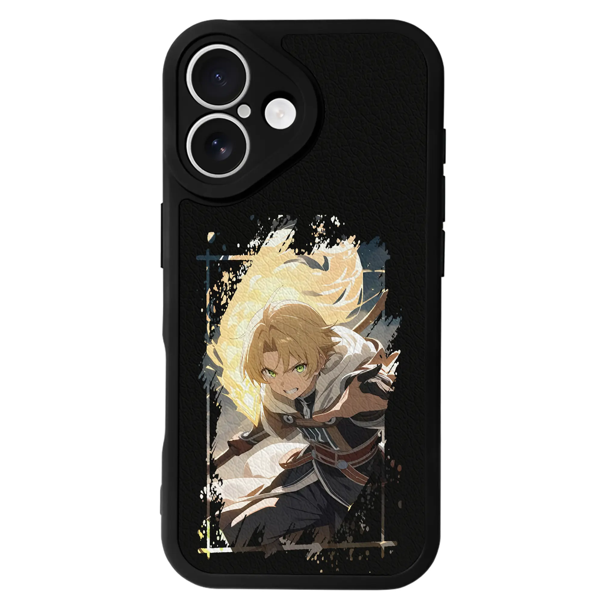 無職転生 グッズ,ルーデウス・グレイラット - IPhone 16シリーズ対応 ・ シリコンスマホケース ・ レザー調 ・ 高精度フィット ・ 耐衝撃 ・ ワイヤレス充電対応 ・ 精密カット